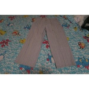 Vintage 80s Duncan Row Striped Chino Pants Cropped Grey Blue Straight Leg 32x27